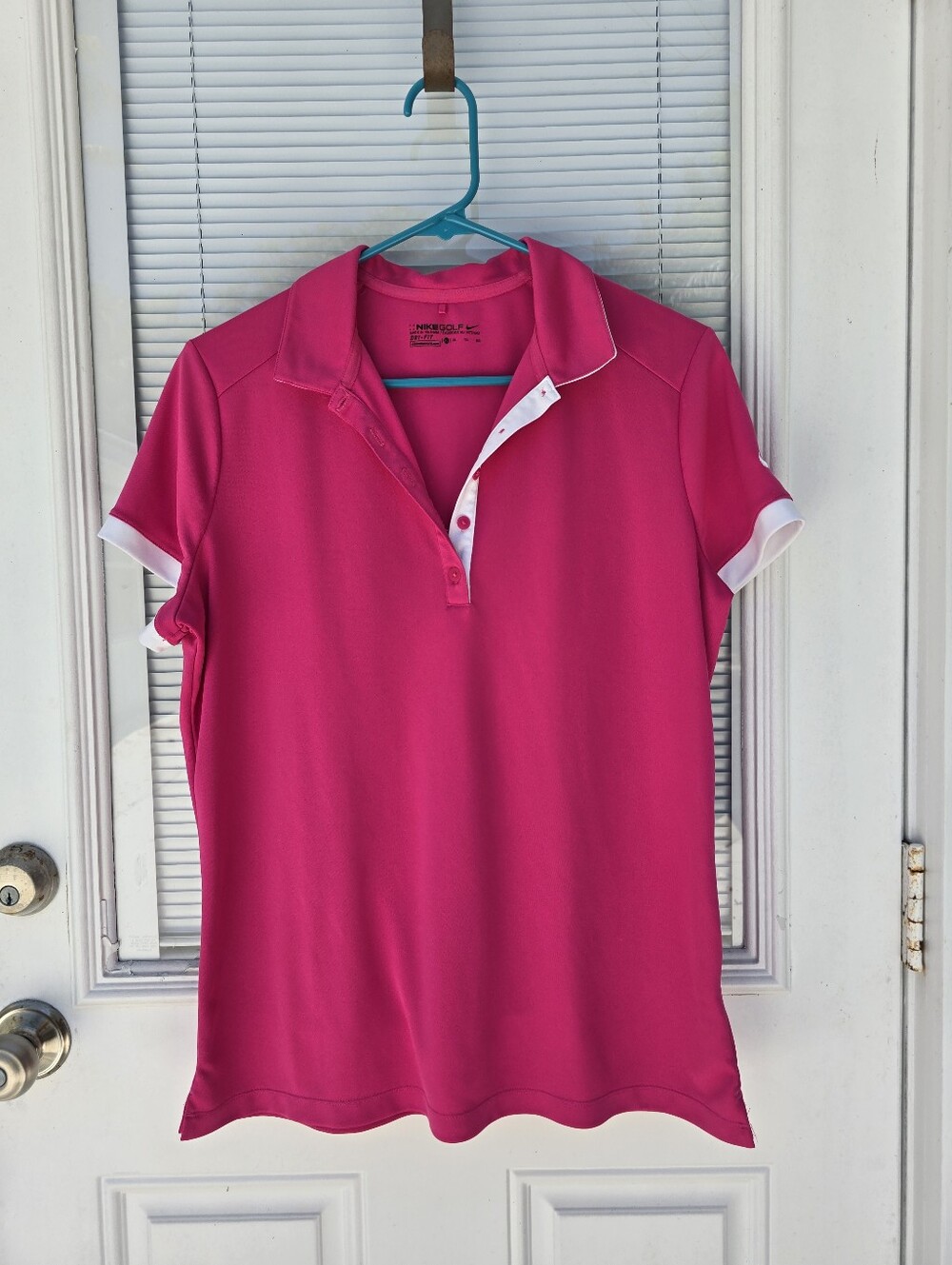 Nike Golf Women’s Bright Pink Polo Top with Contrast Trim XL